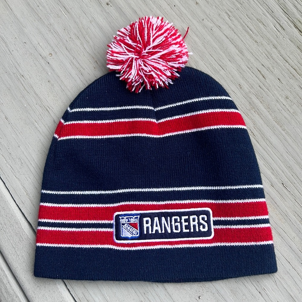 New York Rangers Striped Knit Hat